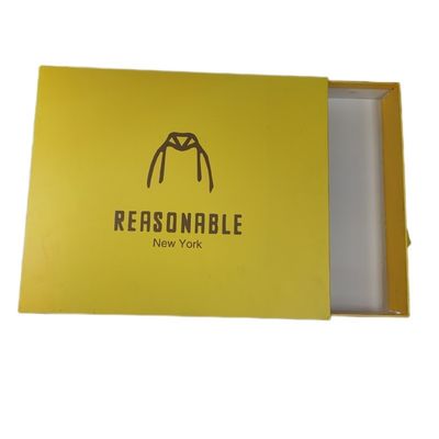 Özel Logo Yazdırma Karton Sarı Çekici Kaydırıcı Çekmece Tişört Paketleme Kutusu