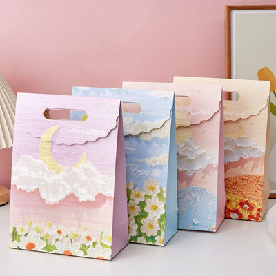 Özel Kraft Sanat Hediye Kağıt Paket Çantası Kişiselleştirilmiş Pembe Küçük Paket Elde Tutulan