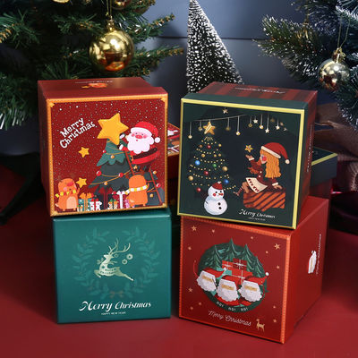 Lüks Özel Noel Tarzı Çevre Dostu Hediye Ambalaj Karton Kırmızı Üst Kapak Noel Kurdelesi Hediye Kutusu Seti
