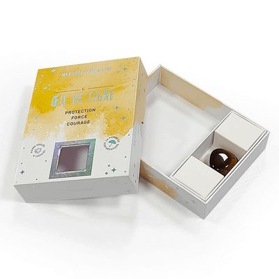 Gem Stone Rock Agate Crystal İki Parça Hediye Kutuları Kağıt Dağıtıcıyla Özel Boyut