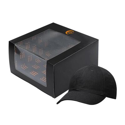 Baseball Şapkası Hediye Tuck Top Kutusu Açık PVC Pencere ve Parlak Laminasyon