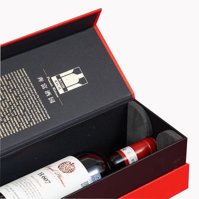 Katı manyetik kapalı karton ekran kutusu Şampanya Viski Şarap Şişesi Paket Kutusu
