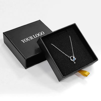 Custom Logo Foam Insert Sert Çekmece Mücevher Kutusu Yüzük Kolye Bilezik 9x9x3cm