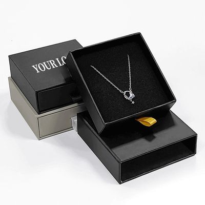 Custom Logo Foam Insert Sert Çekmece Mücevher Kutusu Yüzük Kolye Bilezik 9x9x3cm
