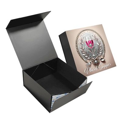 Özel UV logosu ve katlanabilir manyetik kapanı olan banket cam seti ambalaj kutusu