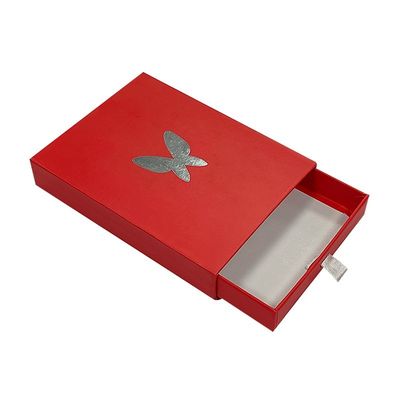 Gri Karton Özel Logo Kaydırma Çekmece Kağıt Kutusu Gümüş folyo ile hediye paketi Kutusu