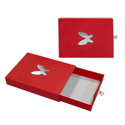 Gri Karton Özel Logo Kaydırma Çekmece Kağıt Kutusu Gümüş folyo ile hediye paketi Kutusu