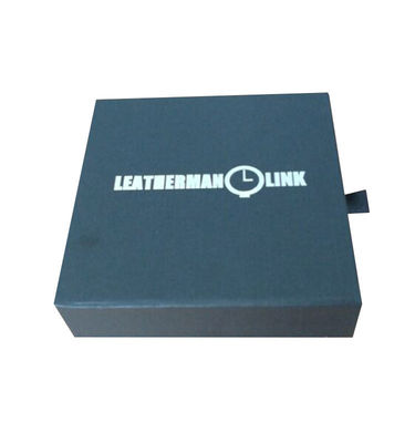 Siyah hediye çekmece ambalaj kutusu parlak laminatör bronz lekeler damgalanmış logo