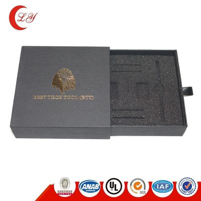 Karton çekmece ambalaj kutusu Özel doku siyah çıkartma karton kutular