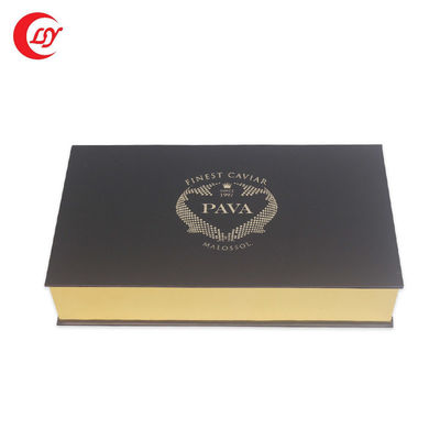 Altın Paketleme Siyah Kırmızı Kaviar Teneke Kavanoz hediye seti karton ambalaj ve kol ile