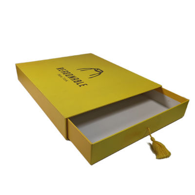 Özel Logo Yazdırma Karton Sarı Çekici Kaydırıcı Çekmece Tişört Paketleme Kutusu