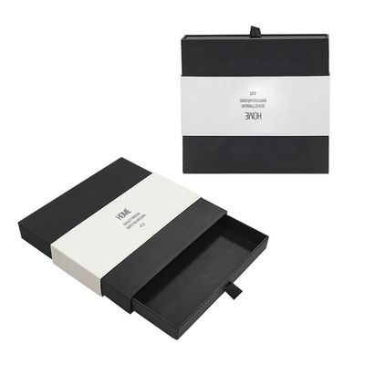Mücevher Kağıt Çekmece Paket Kutusu Siyah Çizgi Kutusu Paket Kutusu Özel Logo
