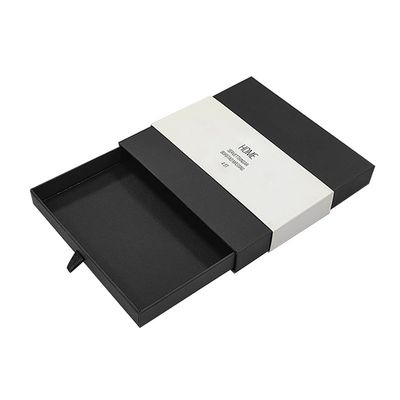 Mücevher Kağıt Çekmece Paket Kutusu Siyah Çizgi Kutusu Paket Kutusu Özel Logo