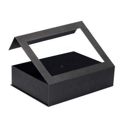 Özel Flip Top PVC Pencere Kağıdı Paketleme Açık Kapaklı Pencereli Büyük Manyetik Kapama Hediye Kutusu