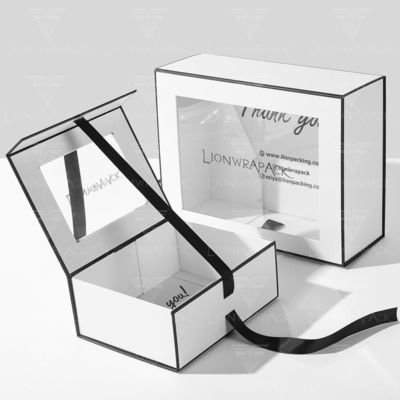 Özel Flip Top PVC Pencere Kağıdı Paketleme Açık Kapaklı Pencereli Büyük Manyetik Kapama Hediye Kutusu