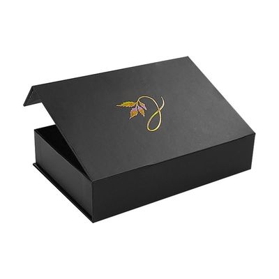 Custom Black Matte Stamped Gold Logo Magnetic Gift Jewelry Paper Box With Foam Insert (Kara Mat Altın Logosu Mıknatıs Hediye Mücevher Kağıt Kutusu Köpük Ekle)
