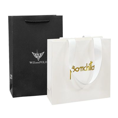 Kurdele Aksesuarları Perakende Alışverişi için Özel Logo Kağıt El Çantası Hediye Paketleme Çantaları