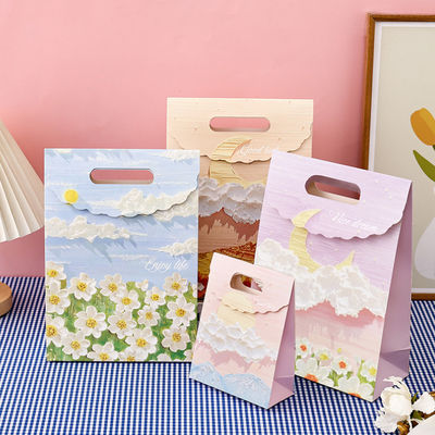 Özel Kraft Sanat Hediye Kağıt Paket Çantası Kişiselleştirilmiş Pembe Küçük Paket Elde Tutulan