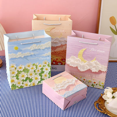 Özel Kraft Sanat Hediye Kağıt Paket Çantası Kişiselleştirilmiş Pembe Küçük Paket Elde Tutulan