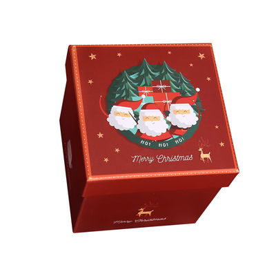 Lüks Özel Noel Tarzı Çevre Dostu Hediye Ambalaj Karton Kırmızı Üst Kapak Noel Kurdelesi Hediye Kutusu Seti