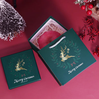 Lüks Özel Noel Tarzı Çevre Dostu Hediye Ambalaj Karton Kırmızı Üst Kapak Noel Kurdelesi Hediye Kutusu Seti