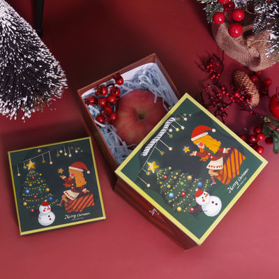 Lüks Özel Noel Tarzı Çevre Dostu Hediye Ambalaj Karton Kırmızı Üst Kapak Noel Kurdelesi Hediye Kutusu Seti