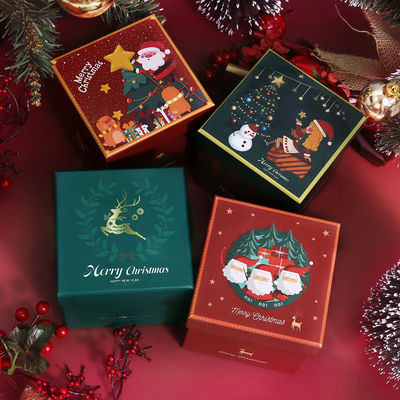 Lüks Özel Noel Tarzı Çevre Dostu Hediye Ambalaj Karton Kırmızı Üst Kapak Noel Kurdelesi Hediye Kutusu Seti