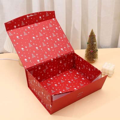 Küçük İşletme Çoraplar için Eşsiz Kurdele Özel Lüks Karton Noel Hediye Kutusu Manyetik Kapama UV Laminasyon