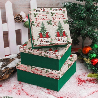 Noel hediye kutusu seti bantlı özel basılı poliester Noel hediye kutuları Xmas için Toptan Bayram Paketleri