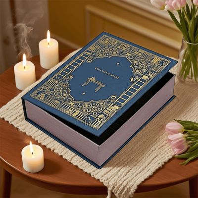 Özel Basılmış Lüks Kitap Şekilli Hediye Kutusu Marka Mumları için Paketleme Premium Düğün Tatil Hediye Çözümü