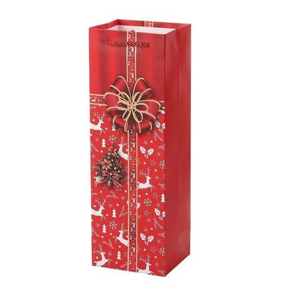 Kendi logonla basılmış özel kağıt torbalar Şarap ambalajı için Noel kağıt hediye torbaları