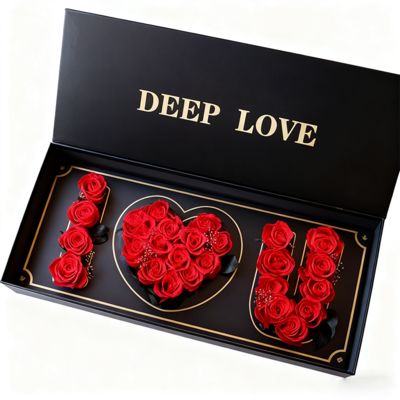 Custom Popular I LOVE U Floral Gift Boxes Eco Friendly Recycled Magnetic Paper Box Packaging For Rose Flower Gift Box