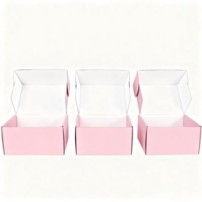 Low MOQ Small Custom Printed pink Recyclable Corrugated Cardboard Cosmetic Packaging Mailer Boxes with Matt Lamination