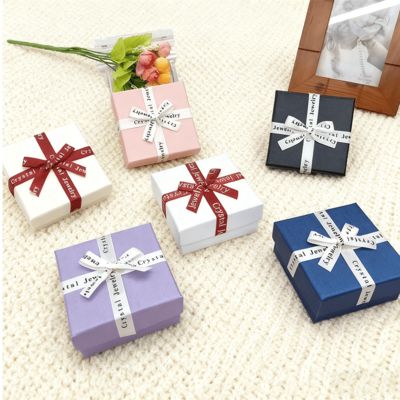 Özel Takı Ambalajı İngiliz Kurdele Cennet Dünya Kare Kutu Zarif Karton Kapak Küpeler Yüzükler Kutuları İçin