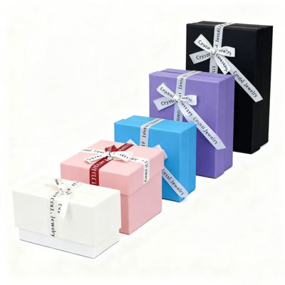 Özel Takı Ambalajı İngiliz Kurdele Cennet Dünya Kare Kutu Zarif Karton Kapak Küpeler Yüzükler Kutuları İçin