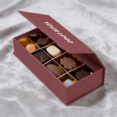 Logolu Çikolata Markası Ambalajı için Lüks Çevre Dostu UV Kaplamalı Sert Karton Mıknatıslı Kapatma Hediye Kutusu