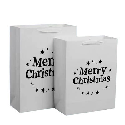 Geri dönüştürülebilir Kraft Kağıt Tote Çantaları Sıcak Folyo / UV / Laç Noel Hediye Paketi Çantaları