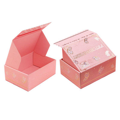 Özel Logo Mücevher Kutusu pembe Kozmetik Kağıt Hediye Dalgalanmış Kutusu Paket Kutusu