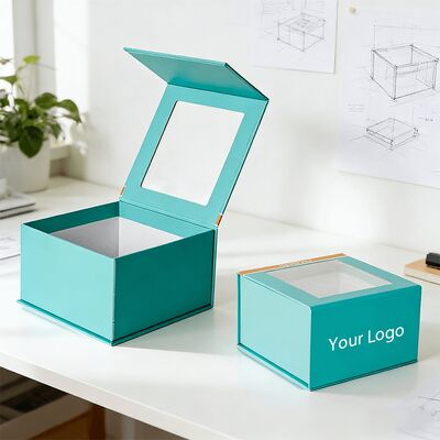 Pencere Ambalajlı Şapka ve Giyim İçin Özel Üretim El Yapımı Mıknatıslı Kapatmalı Hediye Kutuları